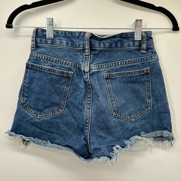 Shein Petite XXS High-Waisted Distressed Denim Booty Shorts - Picture 2 of 3
